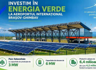 Aeroportul Brașov, investiție de 31,8 milioane de lei într-un parc fotovoltaic. Adrian Veștea: «Construim independența energetică»